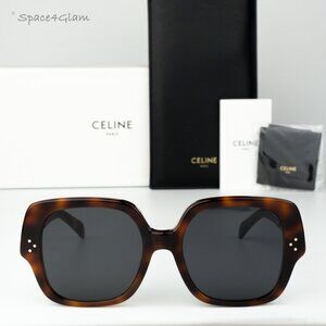 Celine Women Sunglasses Shiny Havana Smoke Grey Geometric CL40241F 53A BRAND NEW